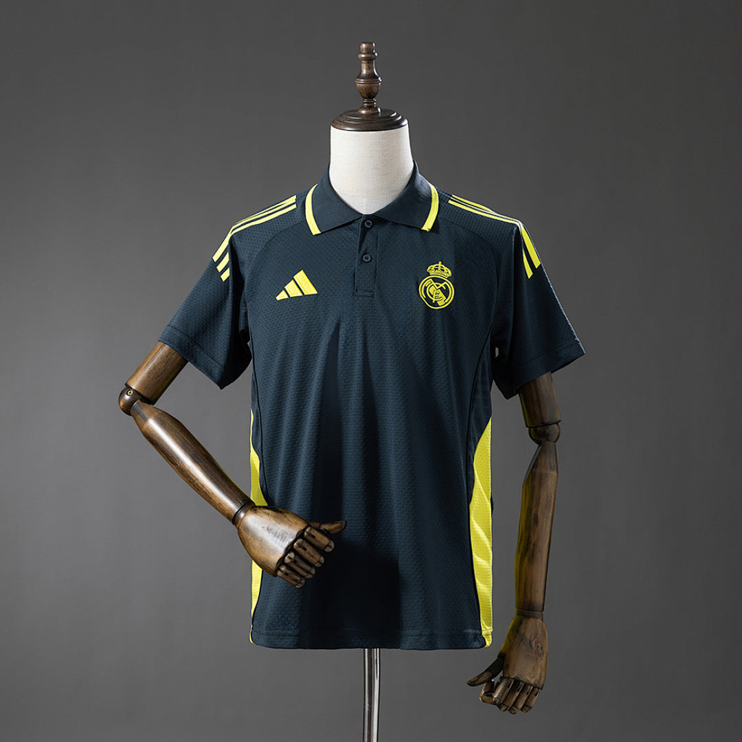 Polo Real Madrid Gris Oscuro y Amarillo 25/26 Adultos