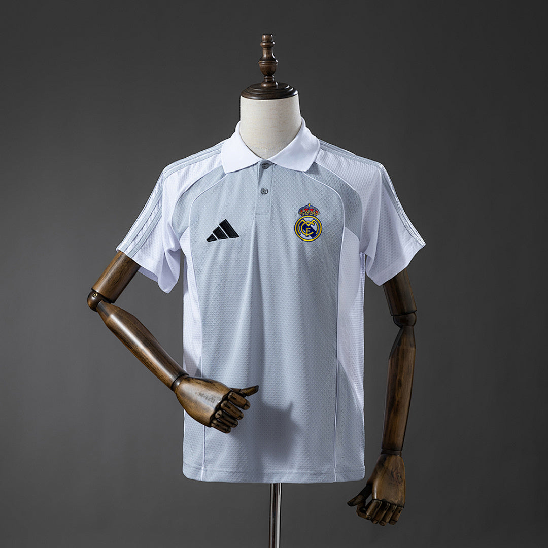 Polo Real Madrid Gris y Blanco 25/26 Adultos
