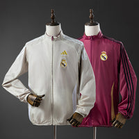 Cortavientos Reversible Real Madrid Beige - Rojo Adultos