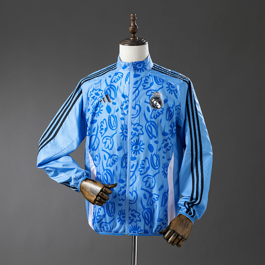 Cortavientos Reversible Real Madrid Beige - Azul Adultos