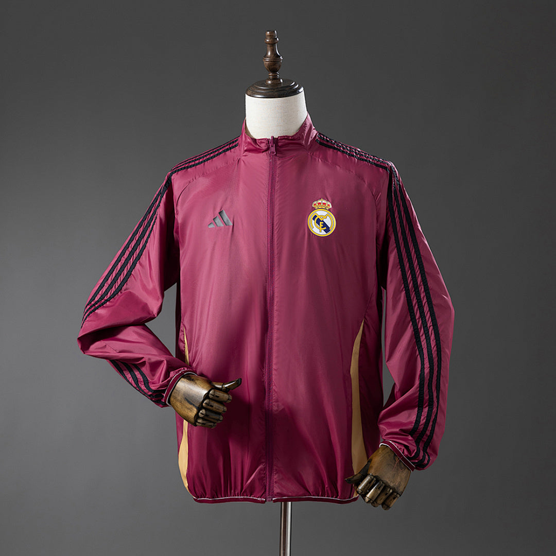 Cortavientos Reversible Real Madrid Beige - Rojo Adultos