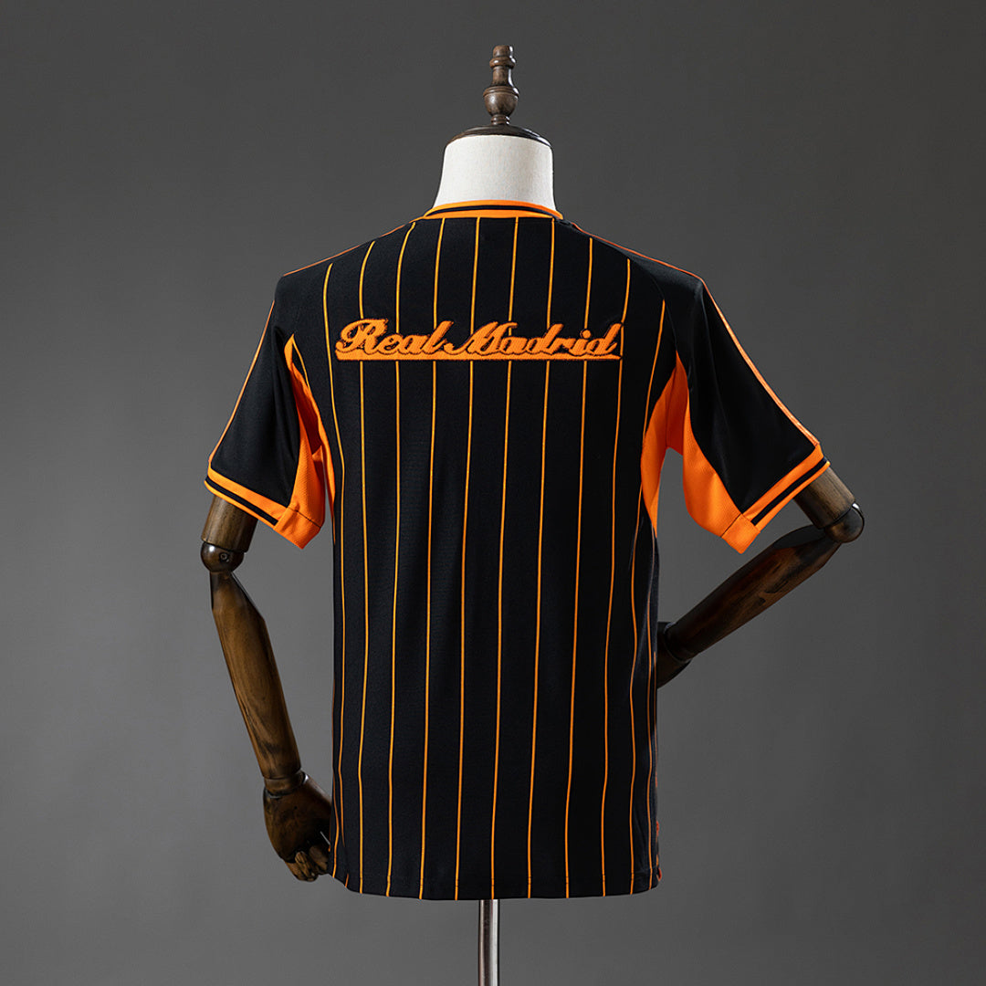 Camiseta Baseball Real Madrid Negro y Naranjo a Rayas 25/26 Adultos