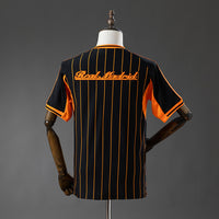Camiseta Baseball Real Madrid Negro y Naranjo a Rayas 25/26 Adultos
