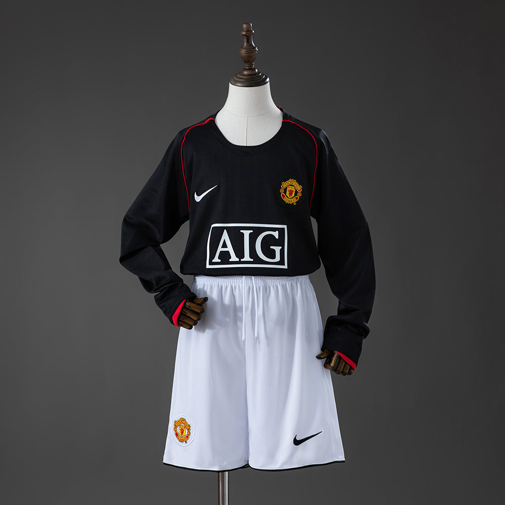 Camiseta + Short Manchester United Visitante Manga Larga 07/08 Niños