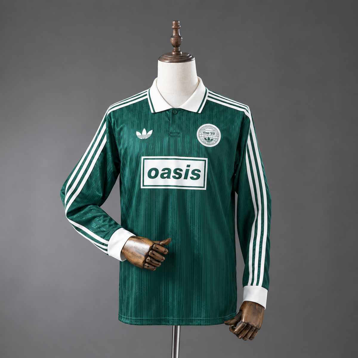 Camiseta Oasis Band Jacquard Striped Verde Manga Larga Adultos