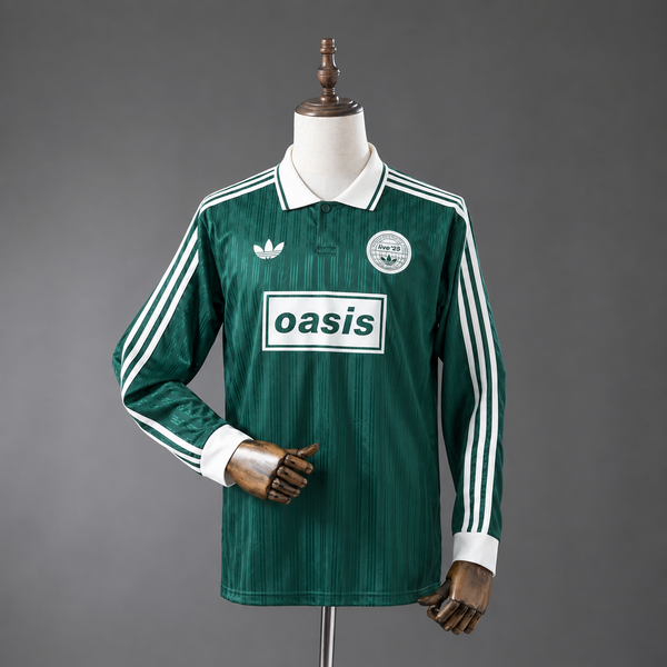 Camiseta Oasis Band Jacquard Striped Verde Manga Larga Adultos