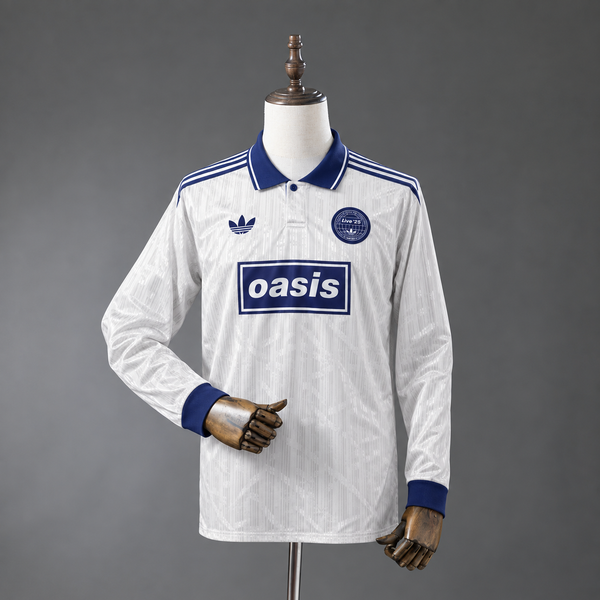 Camiseta Oasis Band Jacquard Striped Blanco Manga Larga Adultos