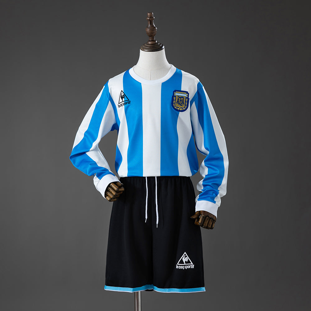 Camiseta + Short Argentina 1986 Manga Larga Niños