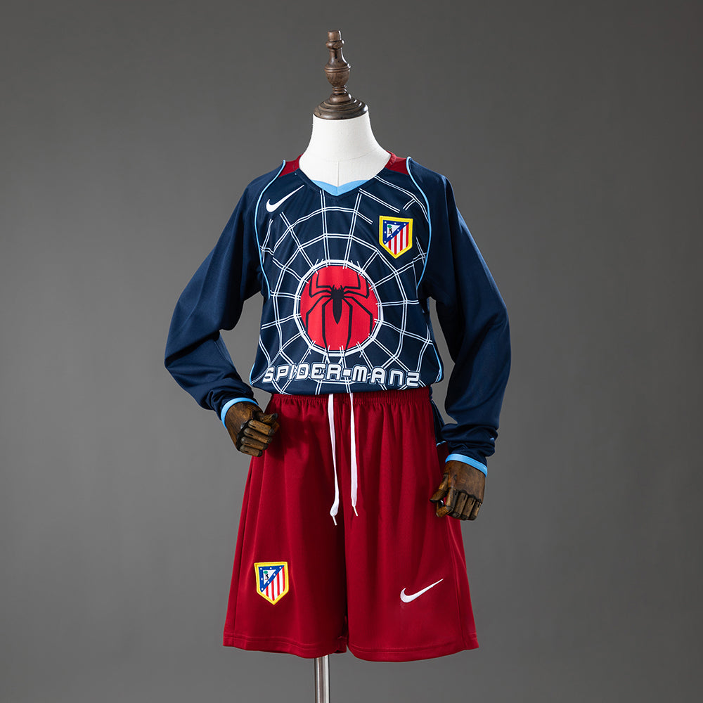 Camiseta + Short Atlético de Madrid Visitante SpiderMan Manga Larga 2004/05 Niños