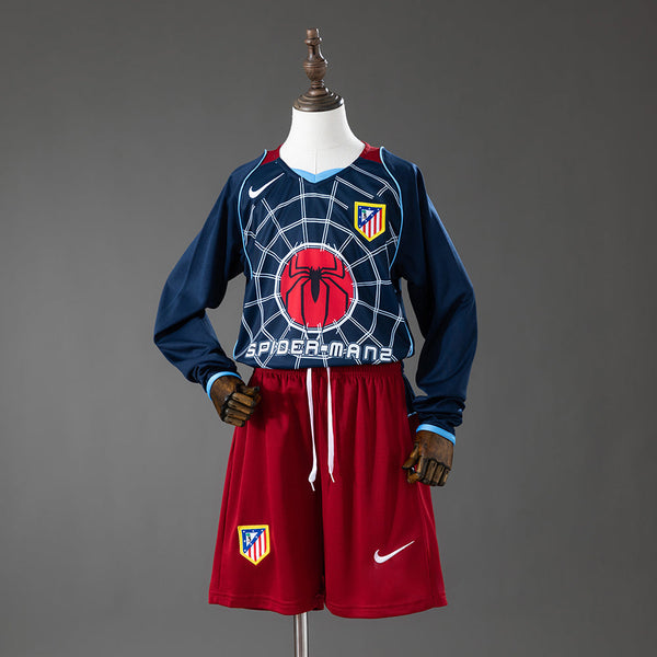 Camiseta + Short Atlético de Madrid Visitante SpiderMan Manga Larga 2004/05 Niños